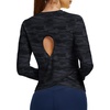 image:imageAlaroo Open Back Workout Tops for Women Long Sleeve Gym Yoga Sport Athletic Shirts Split Back Loose CropBlack Camo