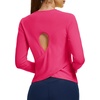image:imageAlaroo Open Back Workout Tops for Women Long Sleeve Gym Yoga Sport Athletic Shirts Split Back Loose CropHot Pink