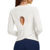 image:imageAlaroo Open Back Workout Tops for Women Long Sleeve Gym Yoga Sport Athletic Shirts Split Back Loose CropOffwhite