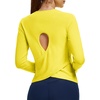 image:imageAlaroo Open Back Workout Tops for Women Long Sleeve Gym Yoga Sport Athletic Shirts Split Back Loose CropYellow
