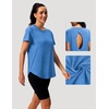 image:imageAlaroo Open Back Workout Tops for Women Short Sleeve Pilates OutfitsAzure