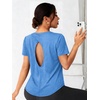 image:imageAlaroo Open Back Workout Tops for Women Short Sleeve Pilates OutfitsAzure