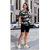 image:imageAlaroo Open Back Workout Tops for Women Short Sleeve Pilates OutfitsBlack Print