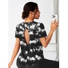 image:imageAlaroo Open Back Workout Tops for Women Short Sleeve Pilates OutfitsBlack Print