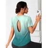 image:imageAlaroo Open Back Workout Tops for Women Short Sleeve Pilates OutfitsBlue Print