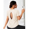 image:imageAlaroo Open Back Workout Tops for Women Short Sleeve Pilates OutfitsCream
