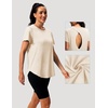image:imageAlaroo Open Back Workout Tops for Women Short Sleeve Pilates OutfitsCream