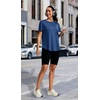 image:imageAlaroo Open Back Workout Tops for Women Short Sleeve Pilates OutfitsDark Blue
