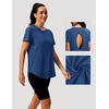 image:imageAlaroo Open Back Workout Tops for Women Short Sleeve Pilates OutfitsDark Blue