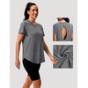 image:imageAlaroo Open Back Workout Tops for Women Short Sleeve Pilates OutfitsGrey