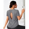 image:imageAlaroo Open Back Workout Tops for Women Short Sleeve Pilates OutfitsGrey