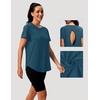 image:imageAlaroo Open Back Workout Tops for Women Short Sleeve Pilates OutfitsNavy