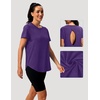 image:imageAlaroo Open Back Workout Tops for Women Short Sleeve Pilates OutfitsPurple