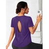 image:imageAlaroo Open Back Workout Tops for Women Short Sleeve Pilates OutfitsPurple