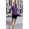 image:imageAlaroo Open Back Workout Tops for Women Short Sleeve Pilates OutfitsPurple