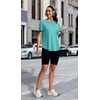 image:imageAlaroo Open Back Workout Tops for Women Short Sleeve Pilates OutfitsTeal
