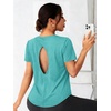 image:imageAlaroo Open Back Workout Tops for Women Short Sleeve Pilates OutfitsTeal