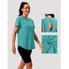 image:imageAlaroo Open Back Workout Tops for Women Short Sleeve Pilates OutfitsTeal