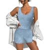 image:imageAlaroo Two Piece Workout Sets for Women Summer Casual Matching Short Set03 Light Blue Print