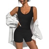 image:imageAlaroo Two Piece Workout Sets for Women Summer Casual Matching Short Set05 Solid Black