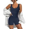 image:imageAlaroo Two Piece Workout Sets for Women Summer Casual Matching Short Set05 Solid Navy