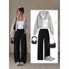 image:imageAlaroo Wide Leg Pants for Women Casual Yoga Tummy ControlBlack