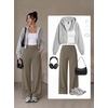 image:imageAlaroo Wide Leg Pants for Women Casual Yoga Tummy ControlCoffee