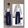 image:imageAlaroo Wide Leg Pants for Women Casual Yoga Tummy ControlDark Blue