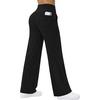 image:imageAlaroo Wide Leg Yoga Pants for Women with 3 Pockets Athletic Casual WorkBlack