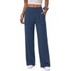 image:imageAlaroo Wide Leg Yoga Pants for Women with 3 Pockets Athletic Casual WorkBlue Striped