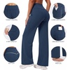 image:imageAlaroo Wide Leg Yoga Pants for Women with 3 Pockets Athletic Casual WorkBlue Striped