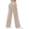 image:imageAlaroo Wide Leg Yoga Pants for Women with 3 Pockets Athletic Casual WorkKhaki