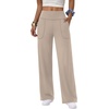 image:imageAlaroo Wide Leg Yoga Pants for Women with 3 Pockets Athletic Casual WorkKhaki
