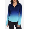image:imageAlaroo Womens 14 Zip Long Sleeve Shirts Fishing Workout TopsBlue Gradient