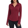 image:imageAlaroo Womens 14 Zip Long Sleeve Shirts Fishing Workout TopsBurgundy