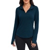 image:imageAlaroo Womens 14 Zip Long Sleeve Shirts Fishing Workout TopsNavy