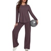 image:imageAlaroo Womens 2 Piece Workout Sets Pilates Yoga Outfits Gym Active WearCoffee