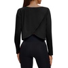 image:imageAlaroo Womens Long Sleeve Shirts Oversize Crop Top Workout OutfitsBlack