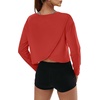 image:imageAlaroo Womens Long Sleeve Shirts Oversize Crop Top Workout OutfitsRed