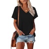image:imageAlaroo Womens Summer Tops 2026 V Neck Short Sleeve Shirts Trendy Dressy Casual Vacation Outfits PrintedBlack