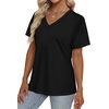 image:imageAlaroo Womens Summer Tops 2026 V Neck Short Sleeve Shirts Trendy Dressy Casual Vacation Outfits PrintedBlack