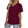 image:imageAlaroo Womens Summer Tops 2026 V Neck Short Sleeve Shirts Trendy Dressy Casual Vacation Outfits PrintedBurgundy Red