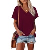 image:imageAlaroo Womens Summer Tops 2026 V Neck Short Sleeve Shirts Trendy Dressy Casual Vacation Outfits PrintedBurgundy Red