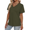 image:imageAlaroo Womens Summer Tops 2026 V Neck Short Sleeve Shirts Trendy Dressy Casual Vacation Outfits PrintedGreen