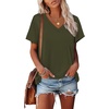 image:imageAlaroo Womens Summer Tops 2026 V Neck Short Sleeve Shirts Trendy Dressy Casual Vacation Outfits PrintedGreen