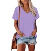 image:imageAlaroo Womens Summer Tops 2026 V Neck Short Sleeve Shirts Trendy Dressy Casual Vacation Outfits PrintedLavender