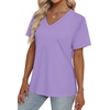 image:imageAlaroo Womens Summer Tops 2026 V Neck Short Sleeve Shirts Trendy Dressy Casual Vacation Outfits PrintedLavender