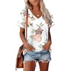 image:imageAlaroo Womens Summer Tops 2026 V Neck Short Sleeve Shirts Trendy Dressy Casual Vacation Outfits PrintedPrint 02