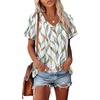 image:imageAlaroo Womens Summer Tops 2026 V Neck Short Sleeve Shirts Trendy Dressy Casual Vacation Outfits PrintedPrint 04