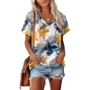image:imageAlaroo Womens Summer Tops 2026 V Neck Short Sleeve Shirts Trendy Dressy Casual Vacation Outfits PrintedPrint 06